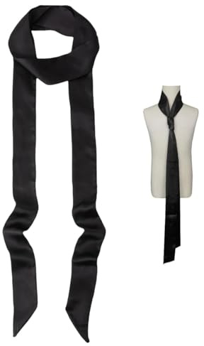 QOWIJEX 1 Pièce Ceinture en Satin, Cravate Noire Femme, 5 cm x 200 cm Ruban Imitation Soie Longue écharpe Robe Ceinture Chapeau Accessoire