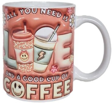 homesti- lustige Tasse mit Spruch - ALL YOU NEED IS LOVE AND A GOOD CUP OF COFFEE - Keramik Becher, Kaffeetasse 325 ml, Geschenk, witzige Geschenkidee