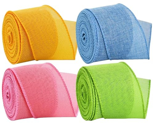 Nastro Di Pasqua - Nastro Con Filo Di Tela Colorato | Nastro Con Filo Di Primavera Estate, Artigianato Di Pasqua, Nastro Decorativo Per Avvolgere, Decorazione Di Festa Di Pasqua, Fiocchi Pa