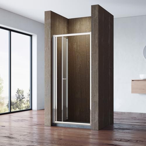 SONNI Cabine de douche en verre transparent avec porte pliante 86 x 185 cm
