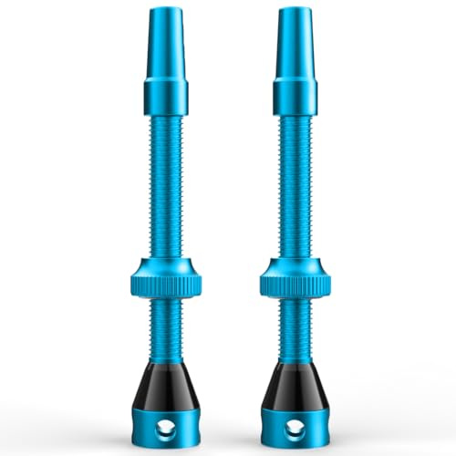 Shredr. Lot de valves Tubeless | Valves Presta pour pneus sans chambre à air | Aluminium super léger, anodisé multicolore, valve française | Pour jantes tubeless à profil haut (bleu clair, 60 mm)