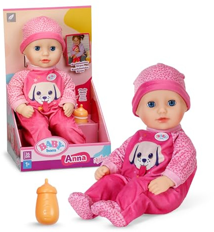 Baby Annabell Anna - Babypuppe mit pinkem Strampler & Fläschchen - 36cm große Puppe - Weicher Stoffkörper & Schlafaugen - Geeignet für Kinder ab 1 Jahr