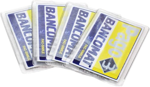 CUCUBA 4 Custodie Doppie Trasparenti In Plastica PVC per Tessere Bancomat Carte di Credito