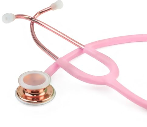 SCIAN Estetoscopio doble cabeza con olivas para estudiantes de medicina, acero inoxidable con accesorios, clásico ligero para médicos, enfermeras, niños y adultos (Rosa)