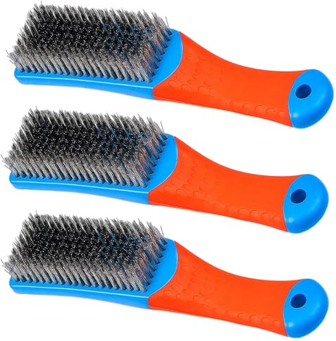 3 Stück Edelstahl-Drahtbürsten, Robuste Reinigungsbürsten Mit Verstärkten Borsten Und Gummiertem Griff Für Industrielle Reinigung, Küchengeräte Und Metalloberflächen