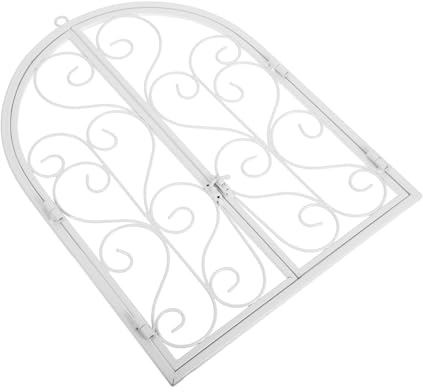 Veemoon Decorazione da Parete in Ferro Battuto Finestra ad Cornice in Metallo Bianco Resistente per Interni ed Esterni Decorazione Tradizionale per Giardino e Soggiorno