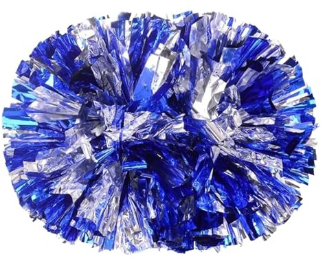 GIUPLOKID Accessori per Il tifo: Palline Colorate, Pompon da Cheerleading Multicolore 30 cm 6 Pezzi(Blue-Silver)