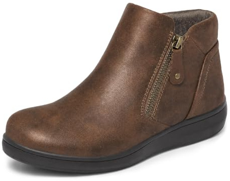 Hanani Womens Ankle Boots Side Zipper Chelsea Boots Water Resistant Ladies Comfortable Flat Booties Casual Walking Boots with Elastic Gusset Low Wedge Short Boots