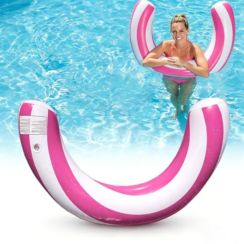 U-Shaped 29 x 20 Inches Inflatable Swim Ring, Half Circle Pool Float for Adults – Portable Swimming Aid for Travel, Vacation, Beach, Summer Water Games & Pool Party Supplies