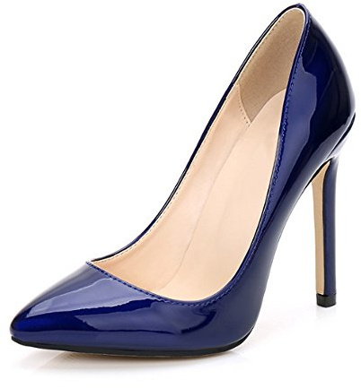 OCHENTA Femme Escarpin Sexy Talon Haut Aiguille en PU Cuir Club Soiree Cheville Pump Bleu Asiatique 41 - EU 40