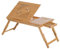 HOMCOM Mesa de Ordenador Portátil Bambú Bandeja de Cama Desayuno Plegable Reclinable Altura Ajustable Soporte Escritorio de Regazo 1 Cajón 55x35x22-32,5cm