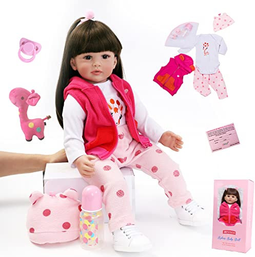 ZIYIUI Reborn Puppe Realistische Weiches Silikon Vinyl 24 Zoll 60cm Handgemachte Reborn Baby Mädchen Puppe Neugeborenes Baby Geburtstagsgeschenk