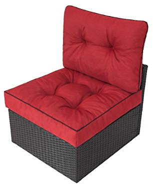 PillowPrim Gartenkissen auf gartenmöbel Rattan Gartenpolster Polsterauflagen Deko Kissen Auflage Polster Ersatzpolster für PE Rattansessel 50x50x40 Rot