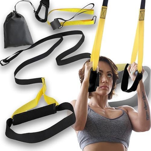 Retoo Schlingentrainer Set mit Beutel für Krafttraining und Functional Training, Sling Trainer mit Griffen für Zuhause, Indoor & Outdoor, Home Training und Workout, Trainingsband, Ganzkörpertraining