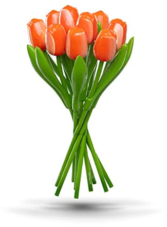 bouquet di tulipani in legno arancione/bianco, 9 tulipani in legno dipinti a mano, altezza 34 cm, bouquet, decorazione, regalo, compleanno, made in Holland