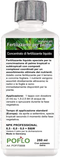 POFLO Fertilizzante per palme linea professionale Concime per radici di palme + concime per foglie HIGH-TECH! (250 ml)