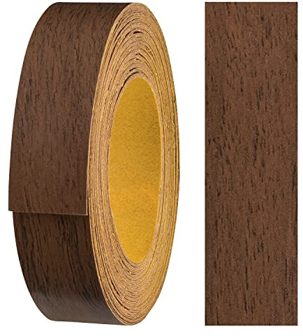 haggiy Melaminkanten-Band selbstklebend 18mm x 5m I Kantenband I Möbelkantenband I Sicherer Halt ohne Bügeln I Kantenumleimer I Furnier für Regalbretter/Holzplatten (Nussbaum)