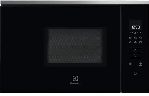 Electrolux KMFD172TEX Horno Microondas Integrable, 800W, Función Grill, Capacidad 17 L, Display Led con Control Táctil, Plato Giratorio Retornable, Apertura Electrónica, Color Negro Inox Antihuellas