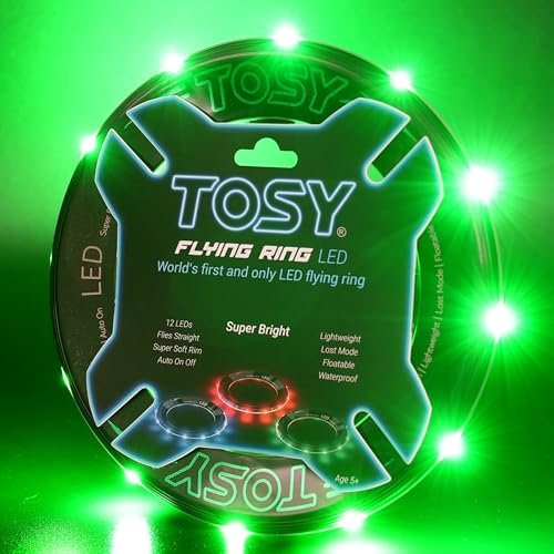 TOSY Fliegender Ring – 12 LEDs, hell, automatisches Aufleuchten, sicher, wasserdicht, leichtes Frisbee, Geschenk zum Geburtstag, Ostern, Weihnachten für Jungen/Mädchen/Kinder