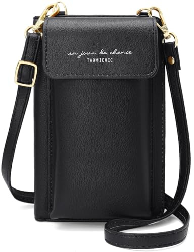 YERUUE Handytasche Zum Umhängen Damen kleine Handy Umhängetasche mit 4 Kartenfächer, Handytasche mit Geldbörse zum Umhängen mit Verstellbar Abnehmbar Schultergurt(Schwarz)