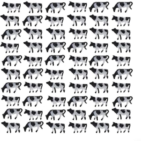 Lot de 60 vaches bien peintes 1:150 pour maquette de train miniature avec animaux de la ferme