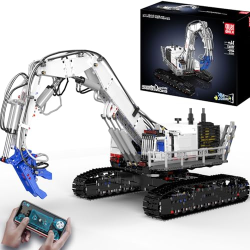 Mould King Grue de démolition Mobile, Pelleteuse motorisée contrôlée par Application, Camion, modélisme, Jouet de Construction pour Enfants/Adultes, idéal pour Le Jeu créatif et l'apprentissage (Plus