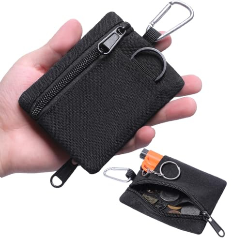 ZUWIJEQ 1 Stück Münzgeldbörse, Mini-Geldbörse, Münzbeutel Reißverschluss, Quadrat Geldbörse, Münzgeldbörse Kleine, Münzgeldbörse mit Reißverschluss für Damen, Kleines Münzportemonnaie Mit Karabiner