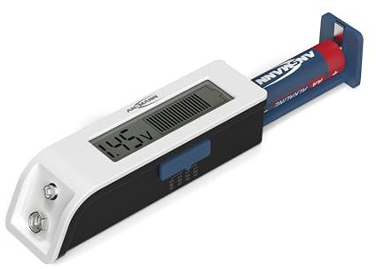 ANSMANN probador de batería para baterías recargables, baterías y pilas de botón de litio disponibles comercialmente (mayores que 2025) resultados precisos a través de pantalla LC, pruebas rápidas y