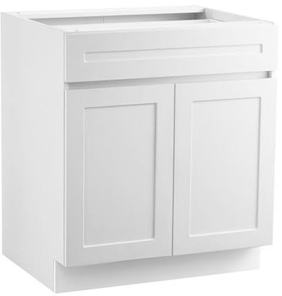 VEVOR White Shaker Base Cabinet with Drawer, 36-Inch Unassembled Drawer Base Cabinet, 36 W x 24 D x 34.5 H Ready to Assemble Cabinet with Soft-Close Doors and Adjustable Shelf, for Home Office