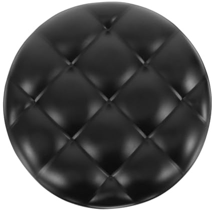 Cojín giratorio para silla, redondo, de piel sintética, parte superior acolchada de espuma de poliuretano, asiento de asiento para spa, barbería, hogar, (pan negro)