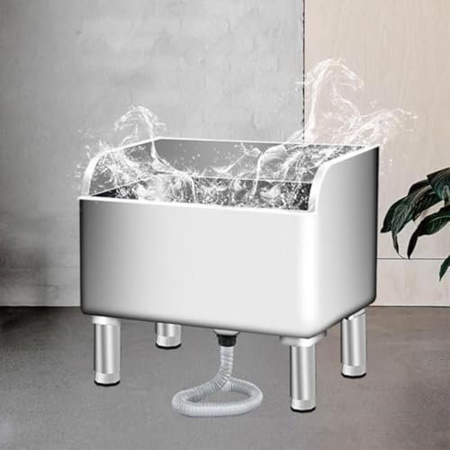 Fregadero comercial de acero inoxidable, lavabo duradero para uso en interiores y exteriores, ideal para lavanderías y áreas de servicio