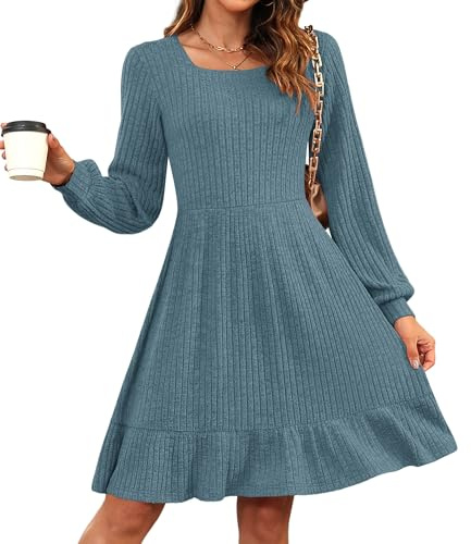 AUSELILY Robe Hiver Femme Robe Élégante À Manches Longues en Tricot