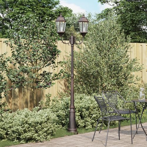 Générique Lampadaire de Jardin 2 Lampes E27 Bronze 235 cm Aluminium,Éclairage extérieur,8.66KG-42000338