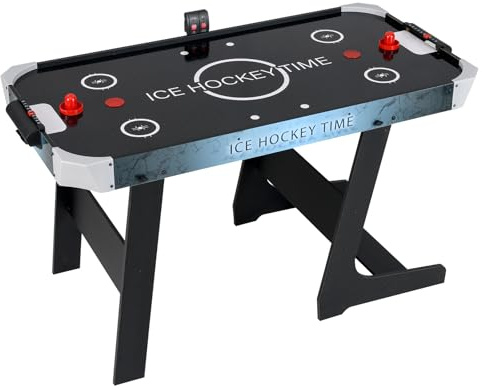 GOPLUS Airhockeybord vikbart, bordshockey med elektronisk poängräkning, 12 V motor, 2 puckar och 2 klubbor, stående hockeyspel set för lekrum, hem, kontor, 144 x 68 x 79 cm