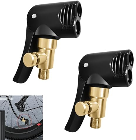 2 Pezzi Connettore Valvola Pneumatica, Adattatore Valvola Pneumatica in Ottone con Clip e Spurgo, Compatibile con Valvole Schrader e Presta, per Gonfiatori Pompe Aria Compressori Auto Moto Bici Camion