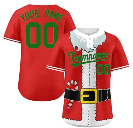 Camiseta de Fútbol Personalizada para Hombre Mujer y Niños, Personalizadas Camiseta Navidad, Transpirable, Manga Corta, Tallas S ~ 7XL rojo