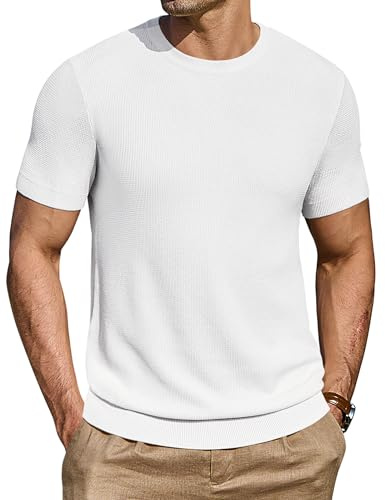 COOFANDY Camiseta De Hombre Camisa De Manga Corta Jersey Cuello Redondo JerséIs De Punto Normal