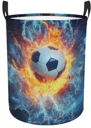 Woltant Soccer Ball Water Fire Laundry Basket Foldable Laundry Baskets With Handles for Bedroom Bathroom Toys Decorative Basket