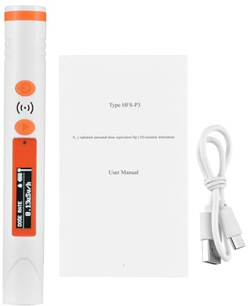 HFS-P3 Geiger Compteur Détecteur de rayonnement pour mesure nucléaire des rayons X Beta Gamma avec tube GM de 48 mm, écran OLED, USB-C, veille 50h, alarme sonore et flash