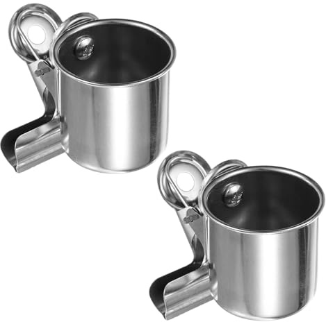 M METERXITY 2-Pack Birdcage Bowls Feeder Cup 1.73 inch Stainless Steel
