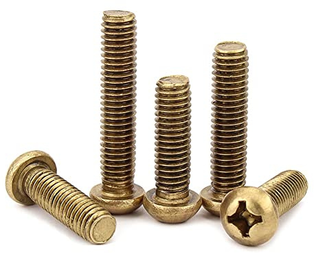 CONPHERON mässing kors runda huvudskruvar mässingsskruvar maskinskruvar M3 x 12 mm, 40 stycken