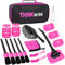 THINKWORK Auto Reinigung Pinsel Set, Rosa Auto Detailing Set mit Detailing Bürsten, Reinigungsgel, Auto Duster Bürste, für Innen und außen Reinigung von Auto Fenstern, Armaturenbrett, Lüftungsschlitze
