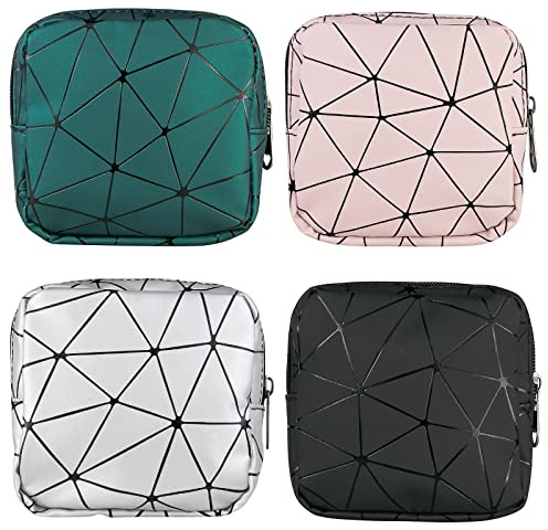 Sanitary Napkin Storage Bags 4PCS Menstrual Cup Pouches Nursing Pad Holder Tampon Bags Portable Period Kit Bag Feminine Product Pouch for Girls for Pads Bag for Pads and Tampons with Zipper
