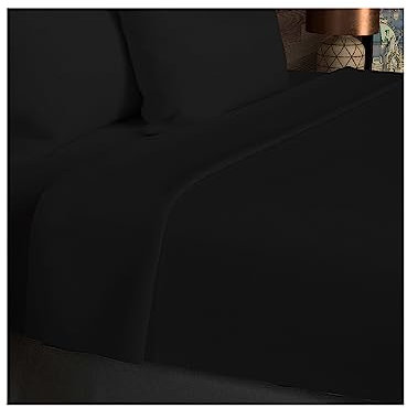 Soleil d'ocre, Bettlaken aus Baumwolle 57 Fäden 260x300 cm UNI Schwarz