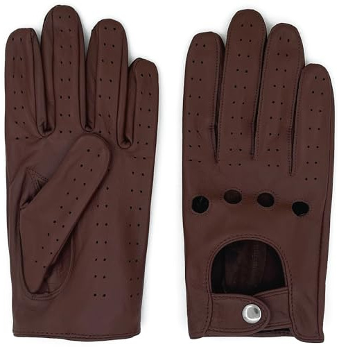 ZLUXURQ Gants de conduite en cuir de mouton 100% doux et luxueux pour hommes avec Mesh, écran tactile