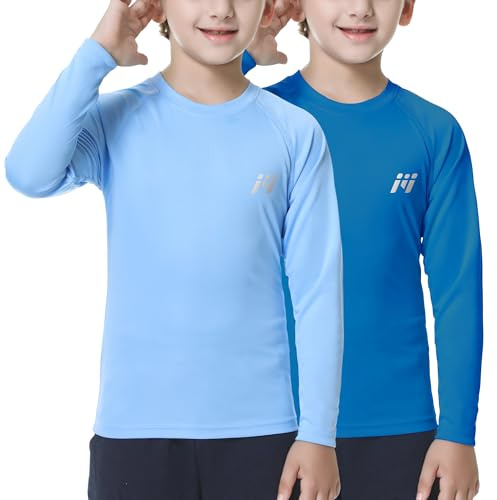 MEETWEE Garçon Fille Manches Longues Rashguard Vest, Enfants Natation Séchage Rapide Top UV Protection Solaire pour Surf Beach Pool