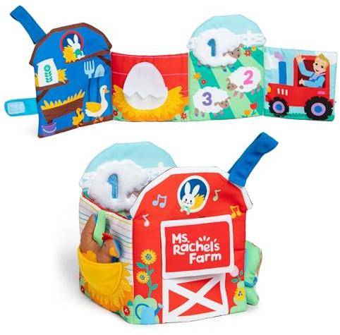 Ms. Rachel Sensory Learning Farm, Soft Foldable Baby Book with Plush Cow