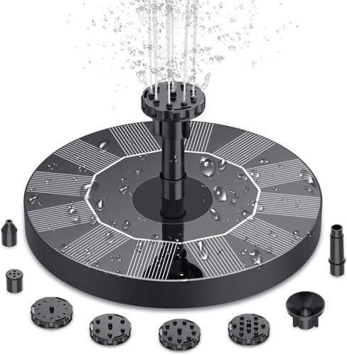 Bomba de fuente solar para actualización de baño de pájaros, fuente solar de baño para pájaros con 6 boquillas, bomba de fuente de agua solar flotante para jardín, estanques, piscina, pecera, acuario