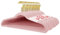 Wellong Kleiderbügel Samt, 45 cm rutschfeste Filz Bügel, Stabile Anzugbügel mit Schulterkerben, Platzsparende Kleiderbügel für Mäntel, Hosen, Silbe, 52 Stück – Rosa mit Goldene Haken
