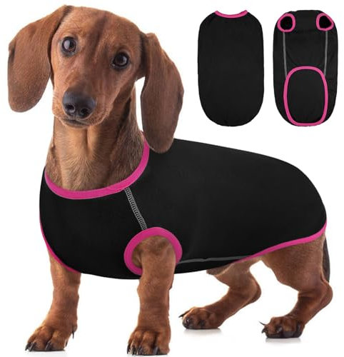 Hjyokuso Dackelpullover, dehnbarer, leichter Dackel-Fleecepullover für langkörperige Hunde, perfekt für den Alltag, Nickerchen oder Spaziergänge bei kühlem Wetter, Schwarz, Größe L